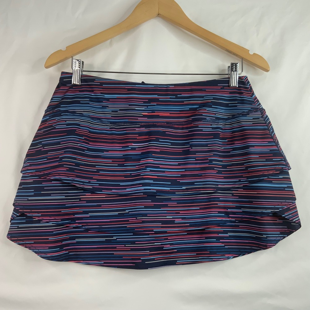 Athleta Striped Athletic Skort Multi-Color  Tiered Running Tennis Medium